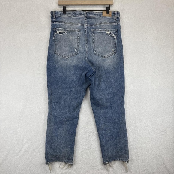 BKE Jeans Womens 34 Blue High Rise Parker Distressed Ripped Raw Hem Stretch‎ - Picture 7 of 9